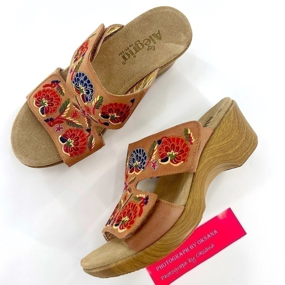 Alegria Women's Linn Sandal Cognac Multi Needles and Pins size 38 US7.5-8 - Picture 3 of 14